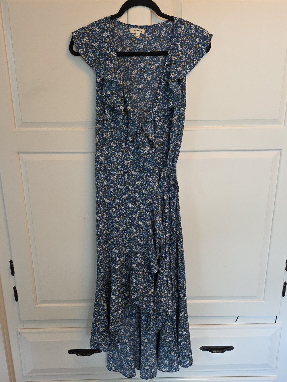Max Studio Blue Floral Ruffle Maxi Dress
